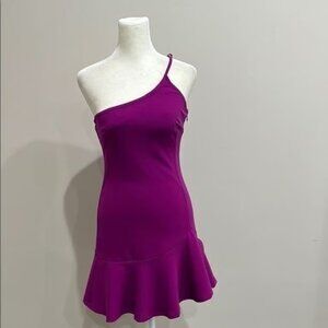 Lulus Elegant One-Shoulder Magenta Purple Dress Size XS